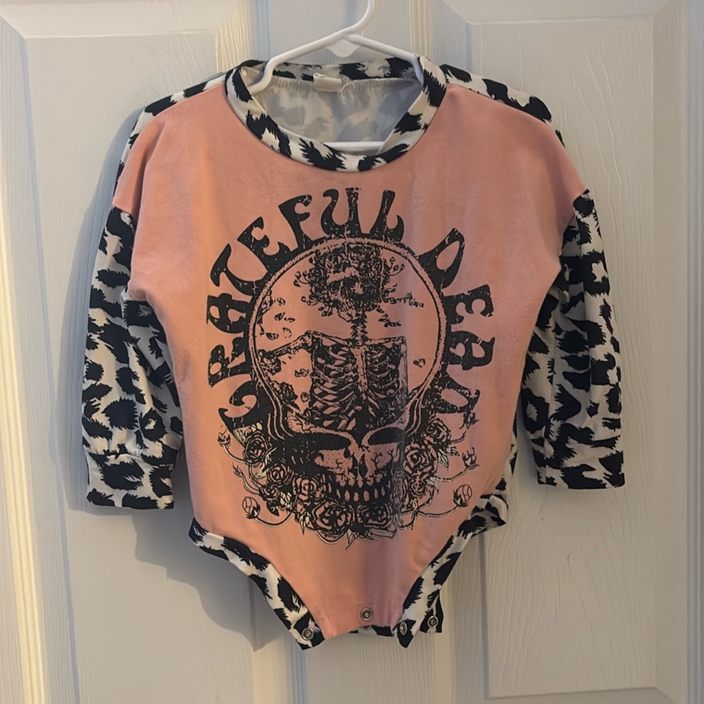 2T grateful dead toddler pink long sleeve onesie